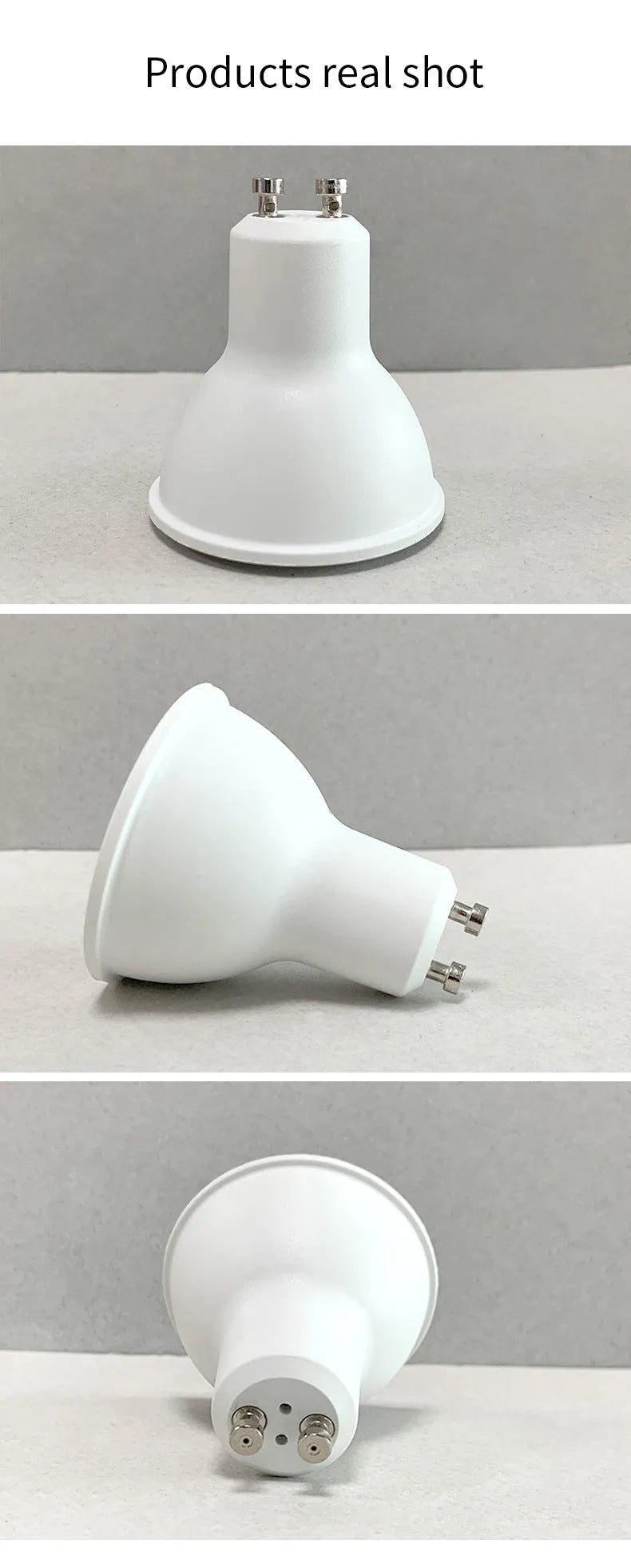 Smart GU10 RGBCCT LED spotlight with compact 50x55mm dimensions and Wi-Fi connectivity