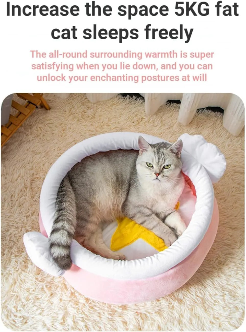 Pink honey pot shaped cat sofa bed with magic wand design and removable pad