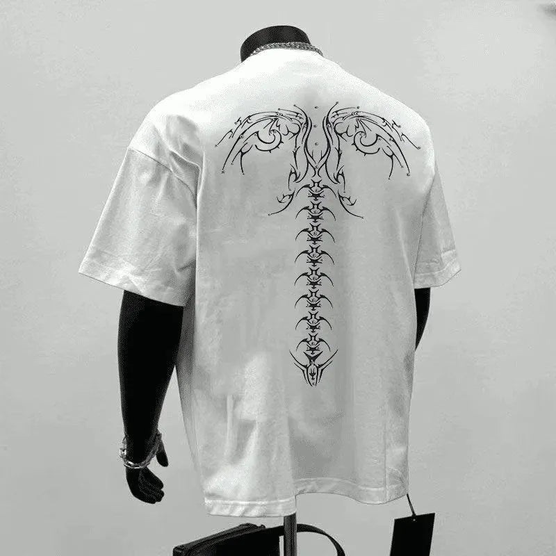Men's loose-fitting pure cotton short sleeve T-shirt in white or black.