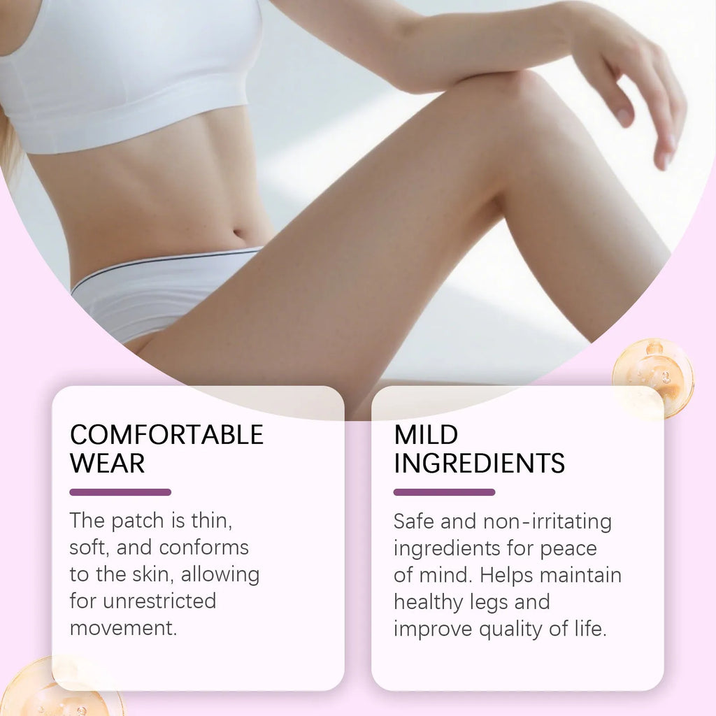 12-piece pack of leg care massage patches with plant ingredients for skin nourishment