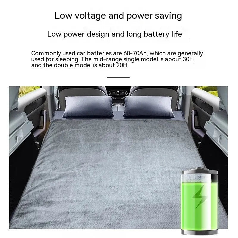 Grey 12V car electric blanket kneepad with cigarette lighter plug and temperature controller.