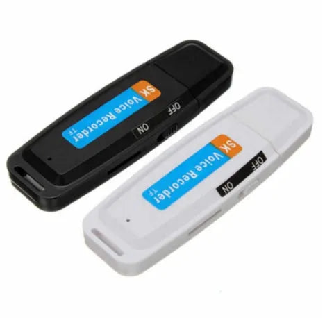 SK-001 creative black and white USB flash drive with voice card functionality showing dimensions