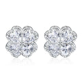 925 silver heart-shaped earrings with four-leaf clover motifs and zircon stones in white gold colour