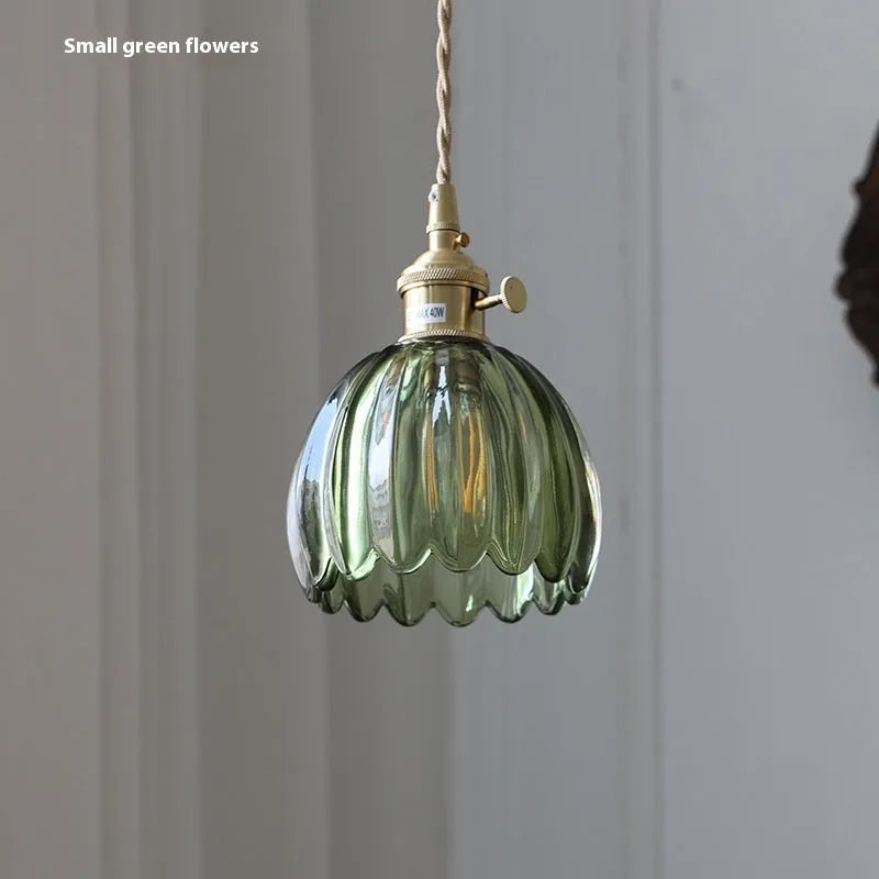 Vintage glass flower chandelier in Nordic style for bedroom ceiling installation
