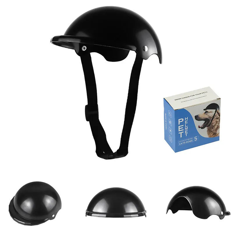 S size plastic pet helmet for motorcycle safety in black, green, pink, or yellow