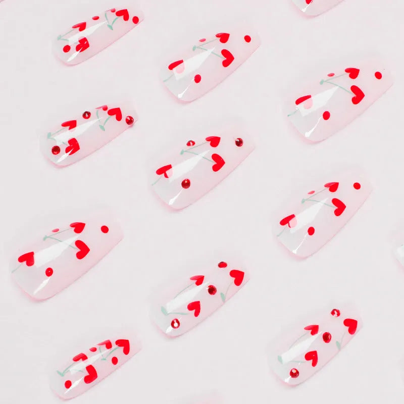 French-style red diamond cherry nail art decals with wearable armour-style construction