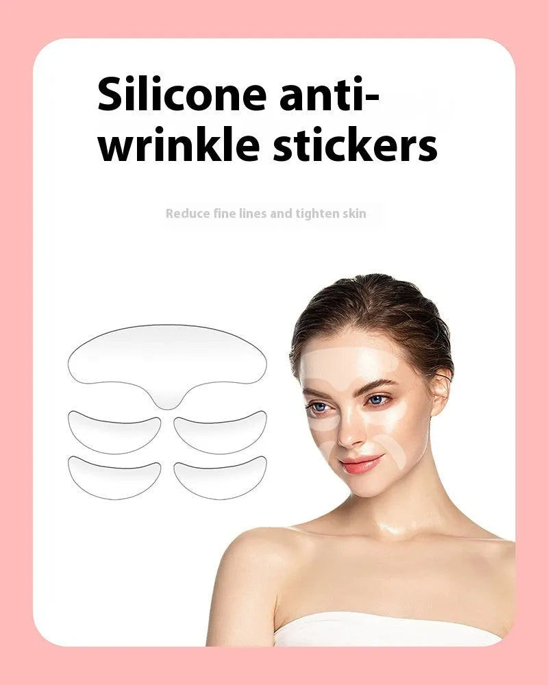 Five silicone anti-wrinkle face stickers set for temporary wrinkle reduction