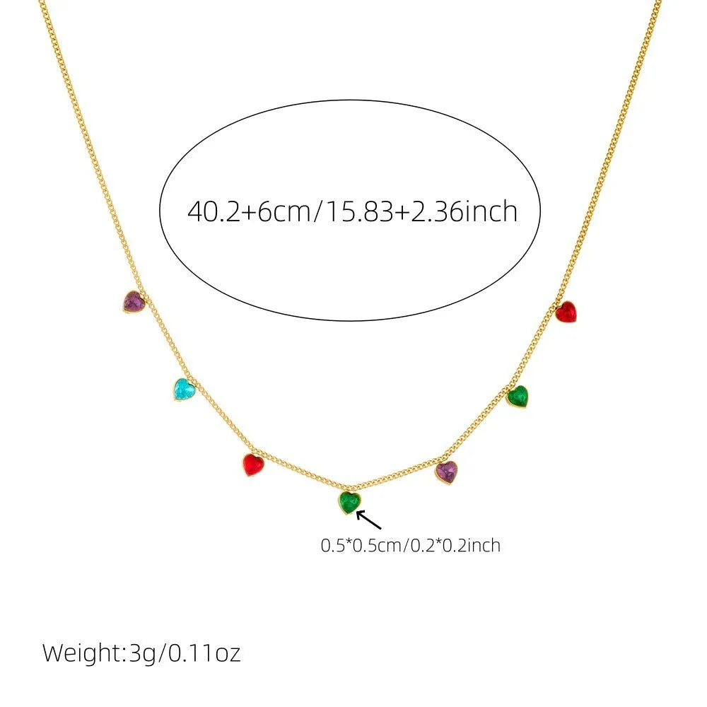 Women's gold-plated heart necklace on adjustable stainless steel chain
