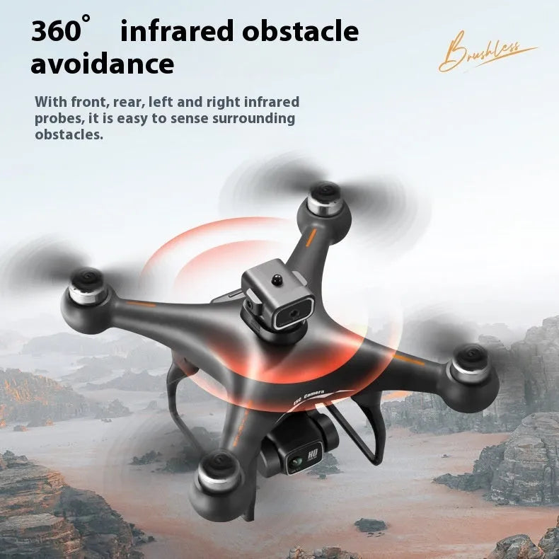 S116 brushless UAV drone with four-side obstacle avoidance and HD camera in black or white colour options