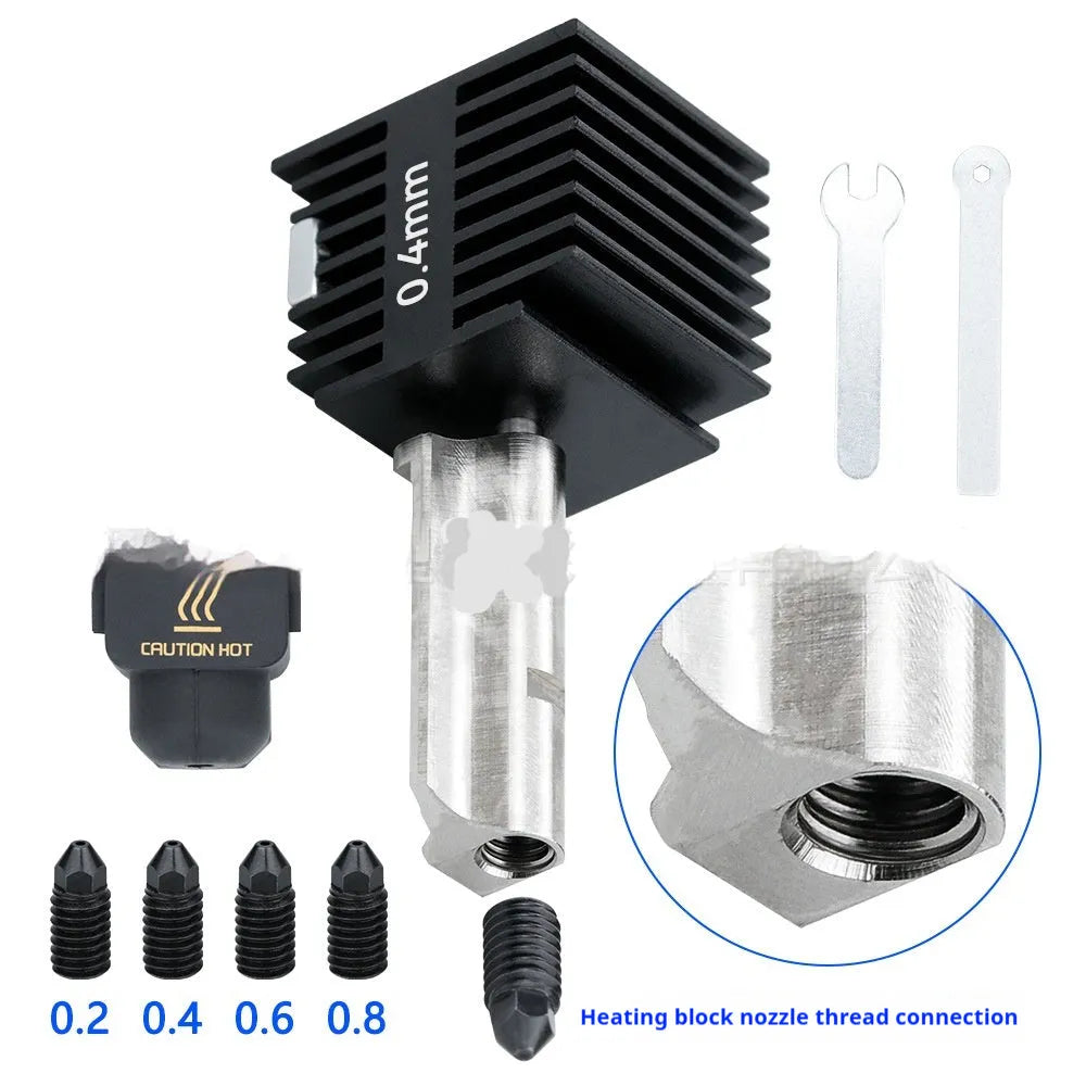 Bambu Lab A1 and A1 Mini 3D printer hot end assembly kit with multiple nozzle sizes