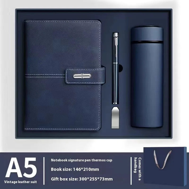 A5 notebook with PU leather cover in business black, charm red, or matcha green colours