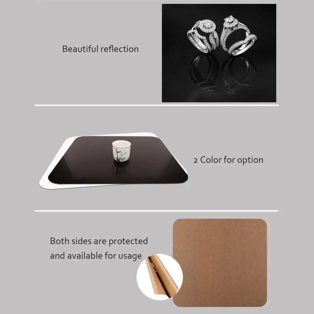 Acrylic shooting reflection board in black or white colour for photography backgrounds