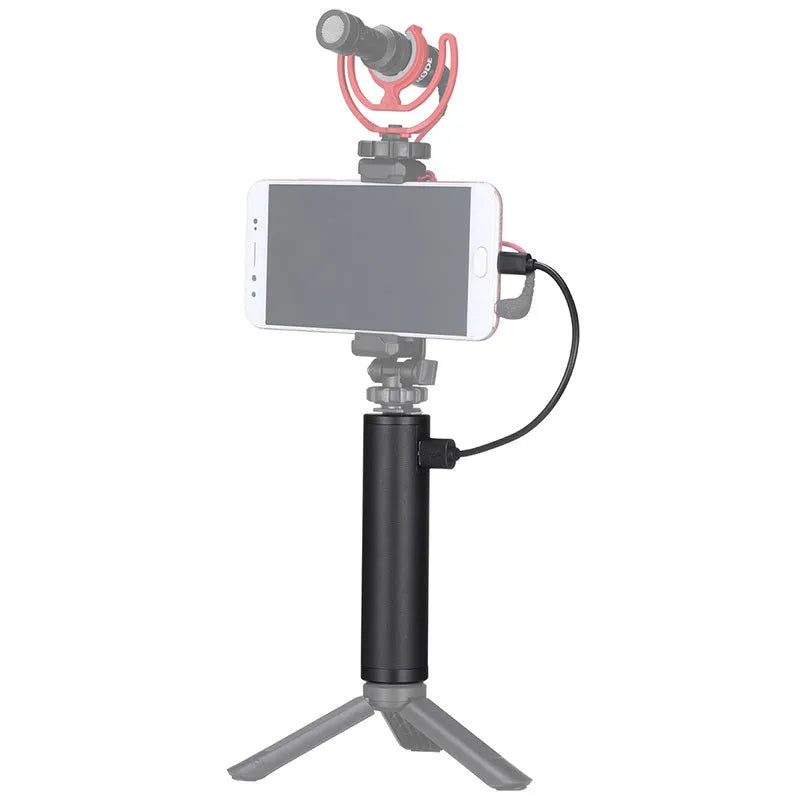 Black aluminium alloy power bank charging handle showing 12.5cm length and 3.2cm width