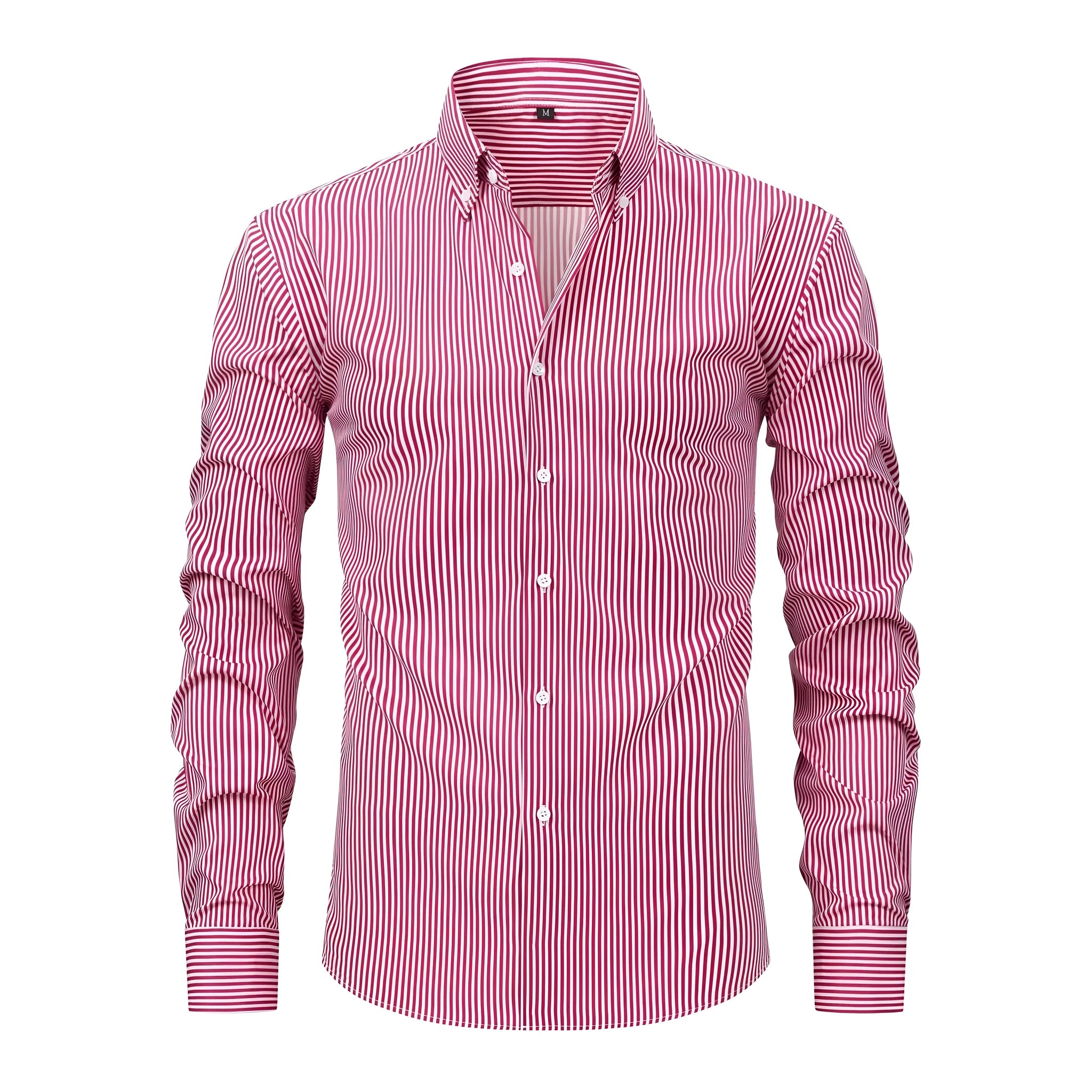Men's striped business casual shirt with lapel collar in one of six colour options