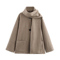 Women's polyester overcoat with artificial fur collar in lengthened street fashion style