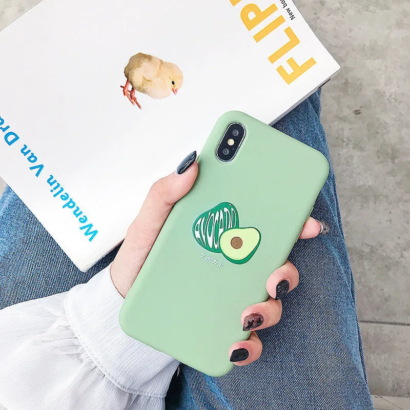 Cartoon avocado design TPU back cover phone case for Apple iPhone models