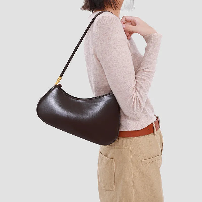 Retro oval underarm handbag for women in various colours with single shoulder strap