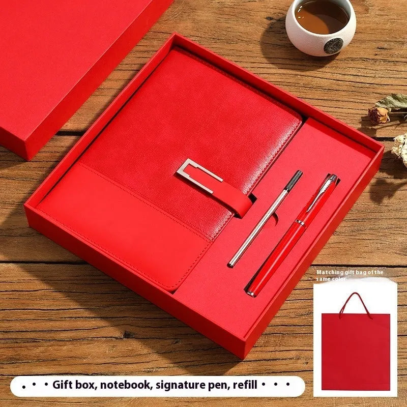 Genuine leather A5 business notebook with wood-free paper pages in multiple colour options including brown, black, green, blue, and red