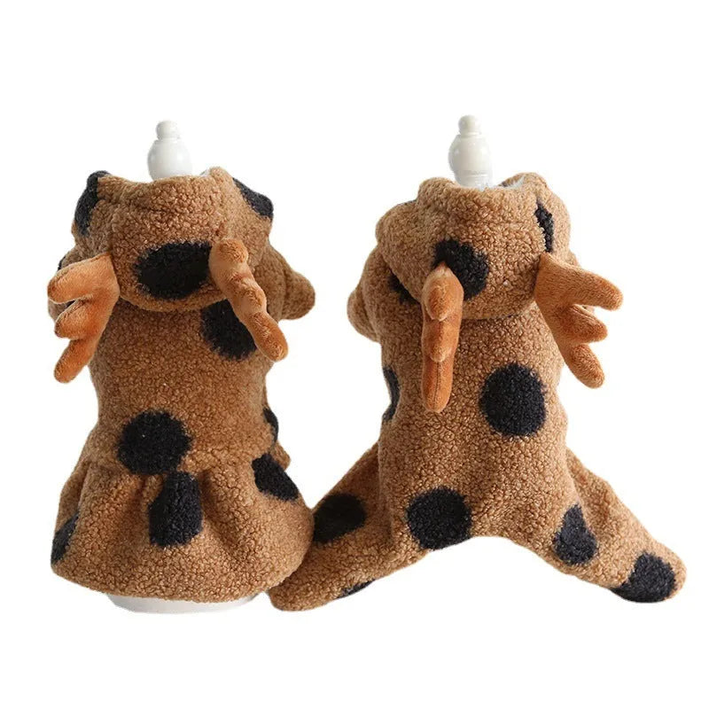Pet clothing with big polka dot elk couple design for dogs and cats in casual cloth style