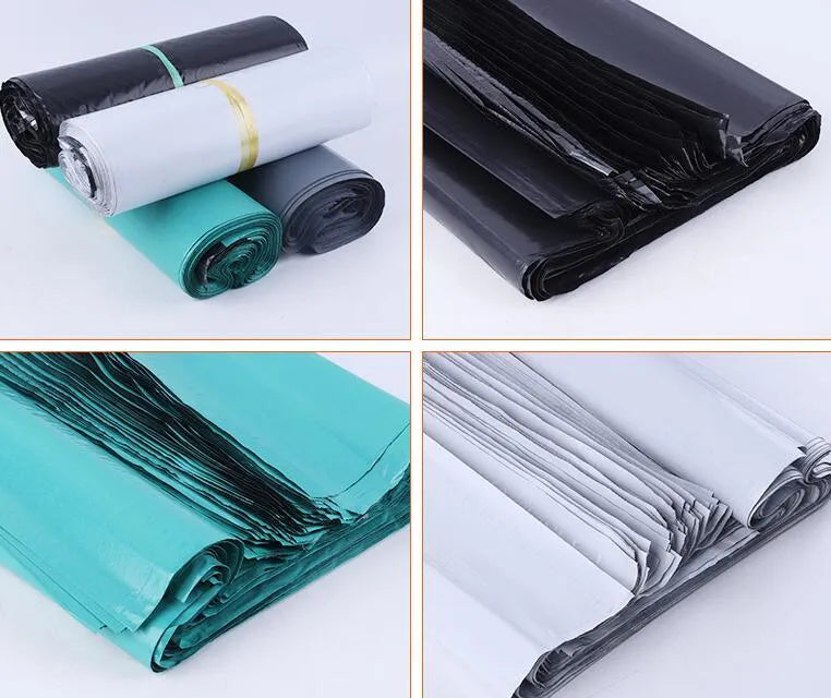 PE courier clothing bags with adhesive seals in multiple sizes and colours
