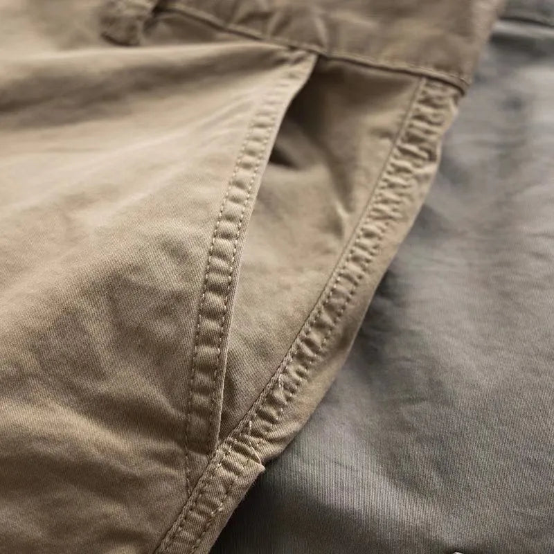Men's cotton labour protection trousers with multiple pockets in cropped length design