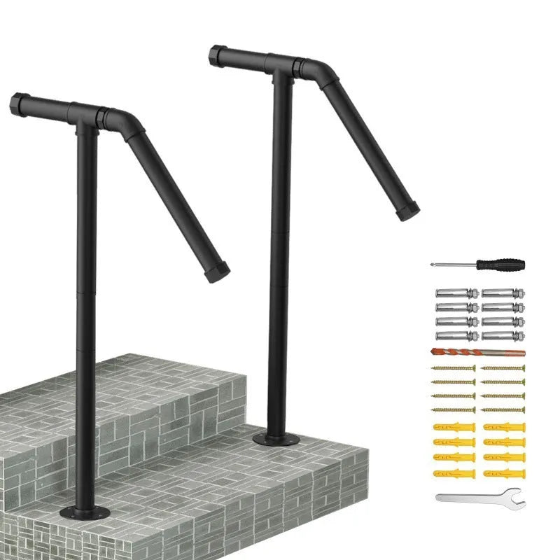 Black metal ladder support brackets for minimalist American-style shelving and storage