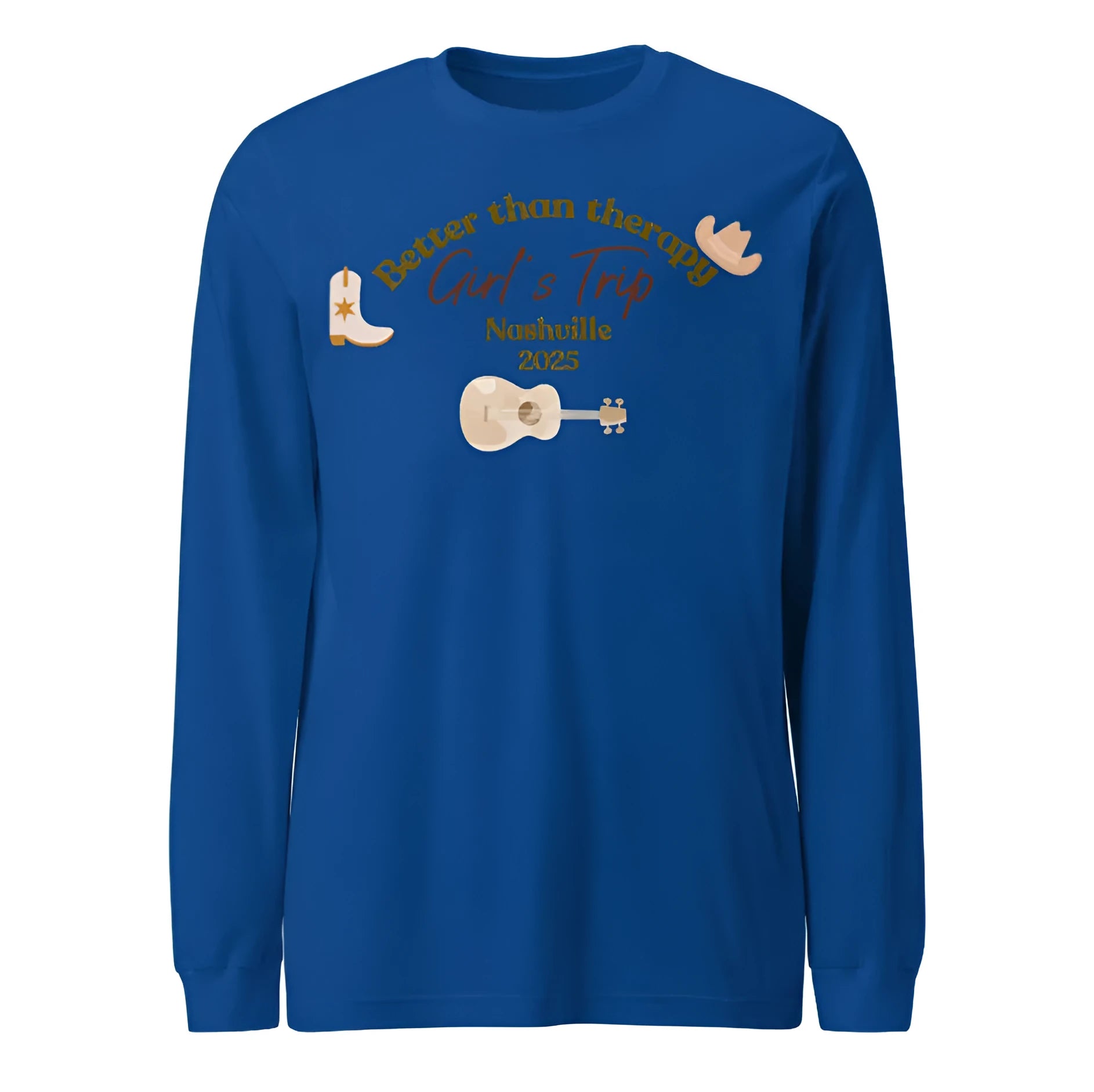 Blue men's loose round neck sweater with printed letter patterns in Japanese Korean casual style
