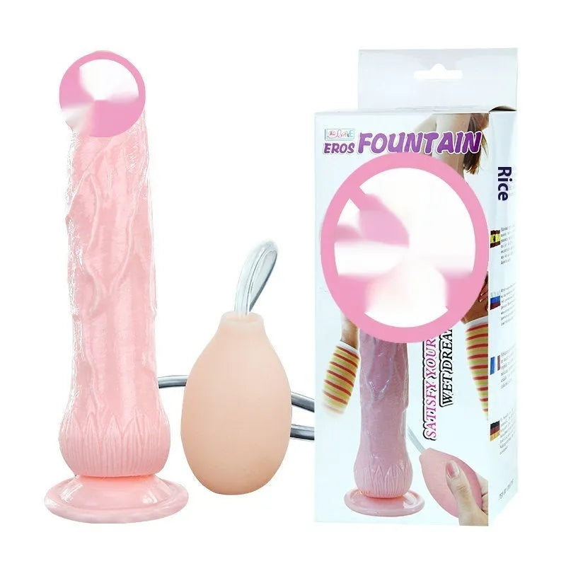 Flesh-coloured suction cup dildo adult toy showing 200mm length and strong suction cup base.