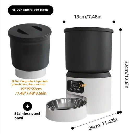 4-litre smart pet feeder with WiFi remote control and optional video camera for cats and dogs