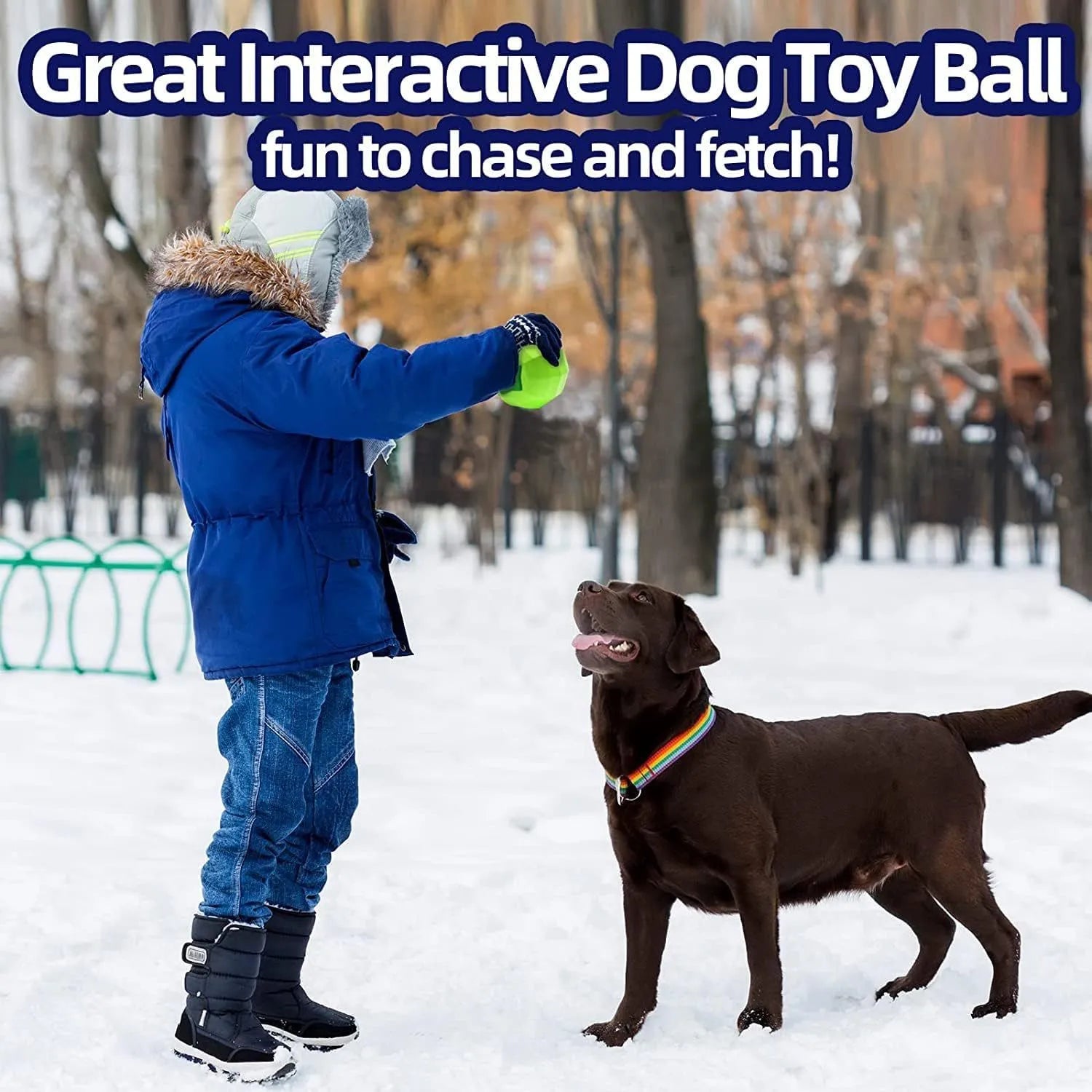 Green natural rubber squeaky dog ball for large breed aggressive chewers