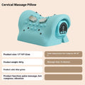 Blue-green portable EMS and hot compress massage pillow for shoulders and neck