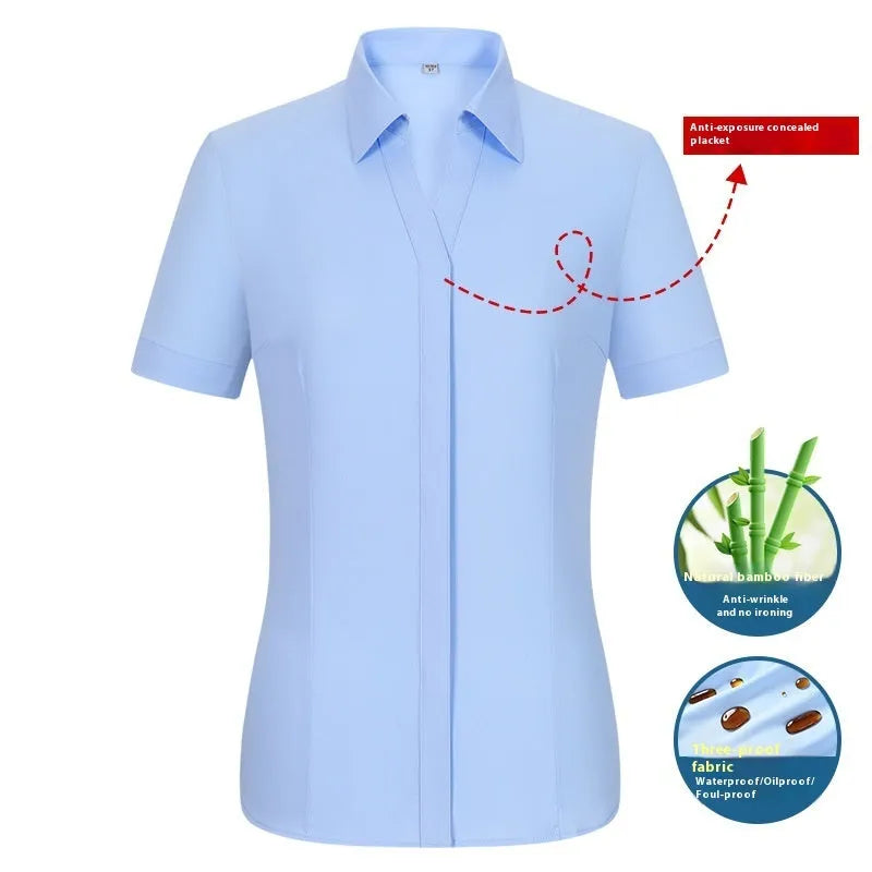 Men's slim fit waterproof business shirt in solid colour with square collar