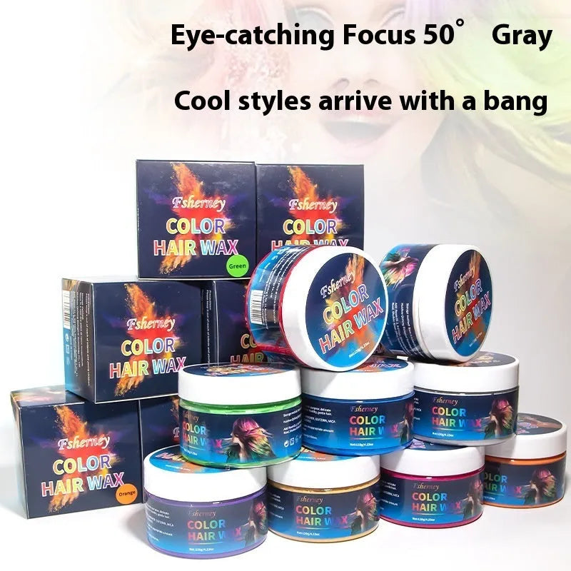 120g hair styling clay container in multiple colour options with strong hold formula