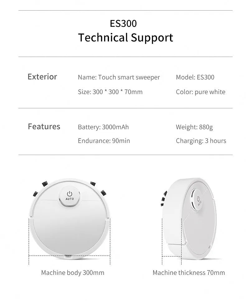 Automatic sweeping robot cleaner with square design and low-profile height for floor cleaning