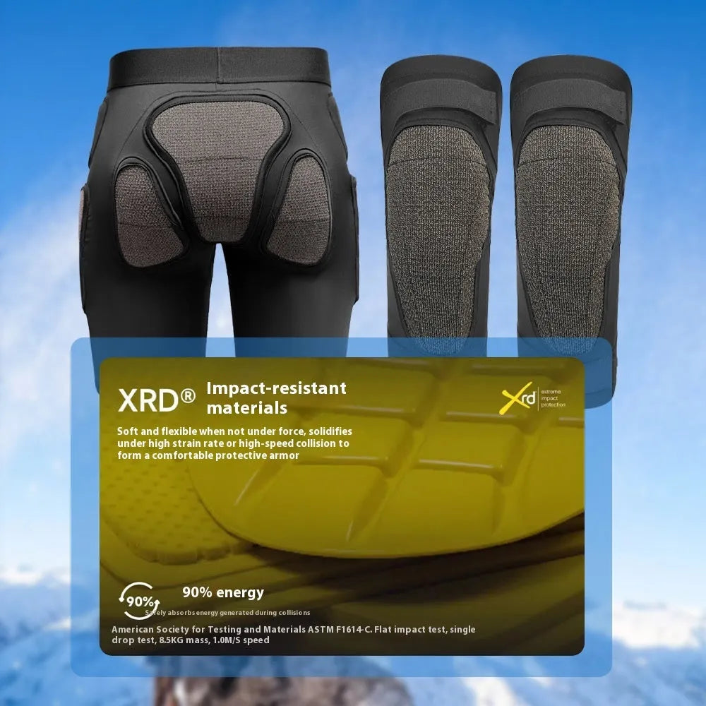 X-ray diffraction ski protective anti-fall hip pads and knee pads inner wear cushion set.