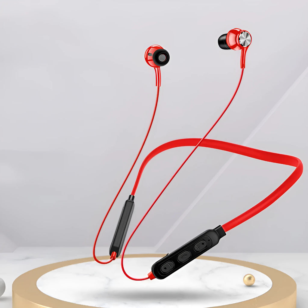 G03 sports Bluetooth earphones with neckband design in red, black, and white colour options