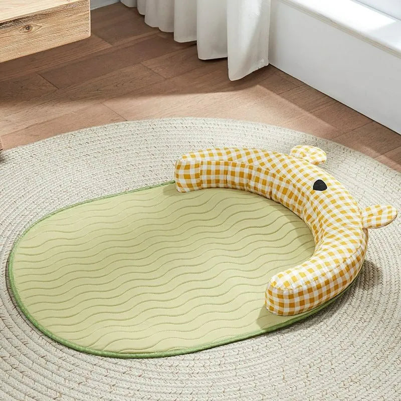 Green four-season pet cooling mat for dogs and cats with ice pad feature