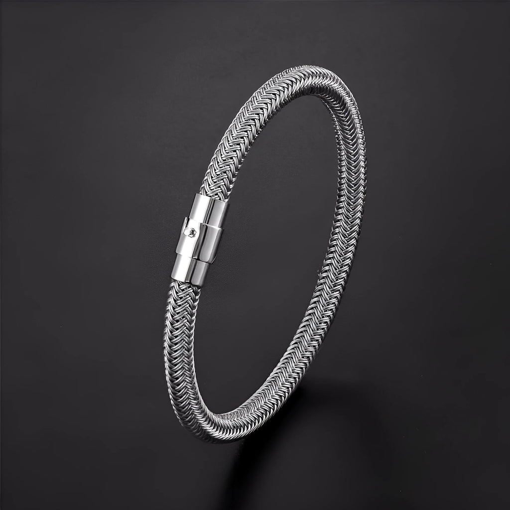 Men's geometric titanium steel wire bracelet with a magnetic clasp