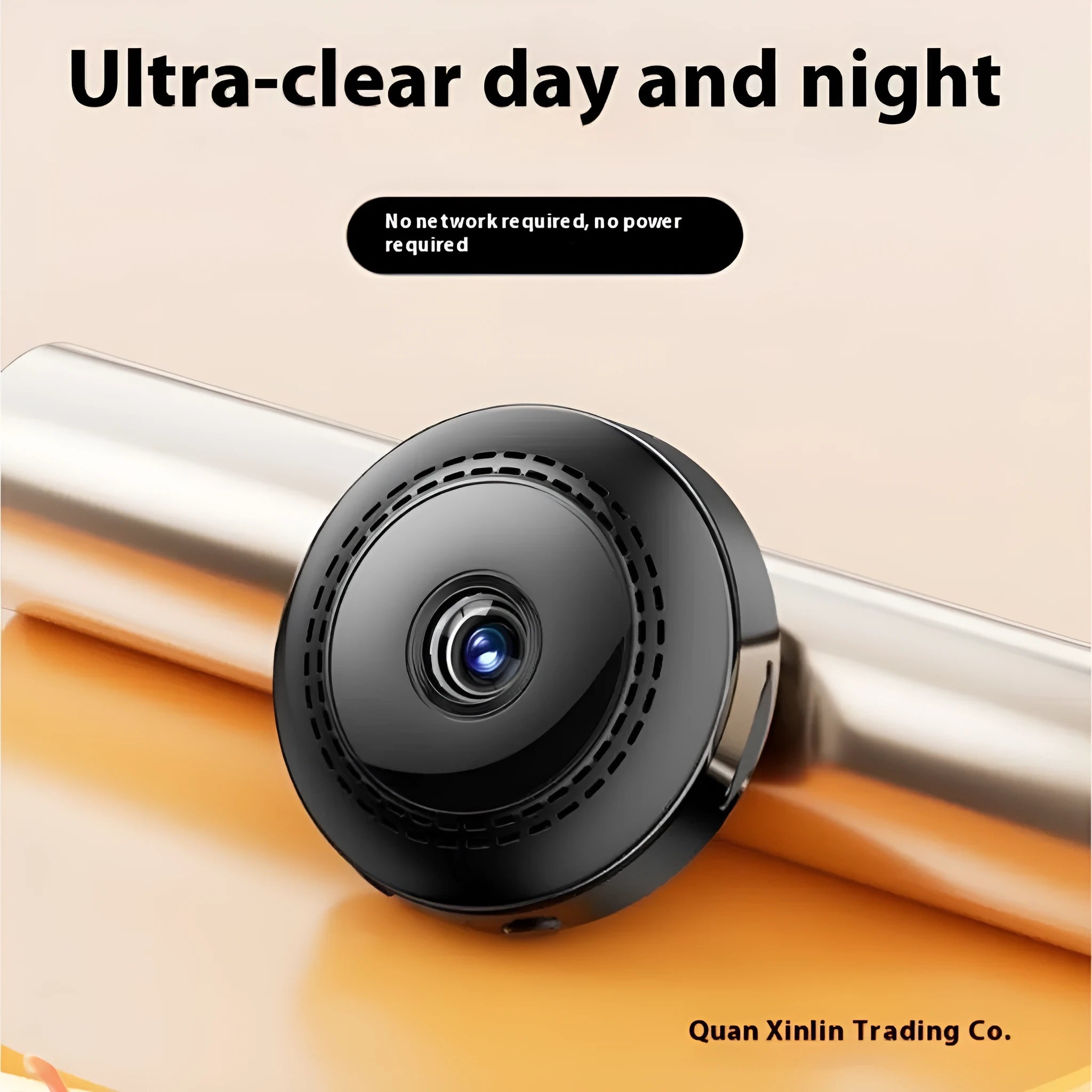 A wireless security camera on a table, representing models with HD night vision and remote monitoring.