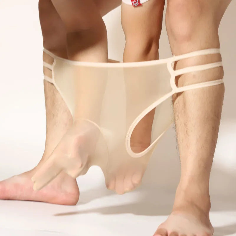 Men's transparent elephant nose shorts in nylon available in nine colours including black blue skin red gray pink brown light purple and white