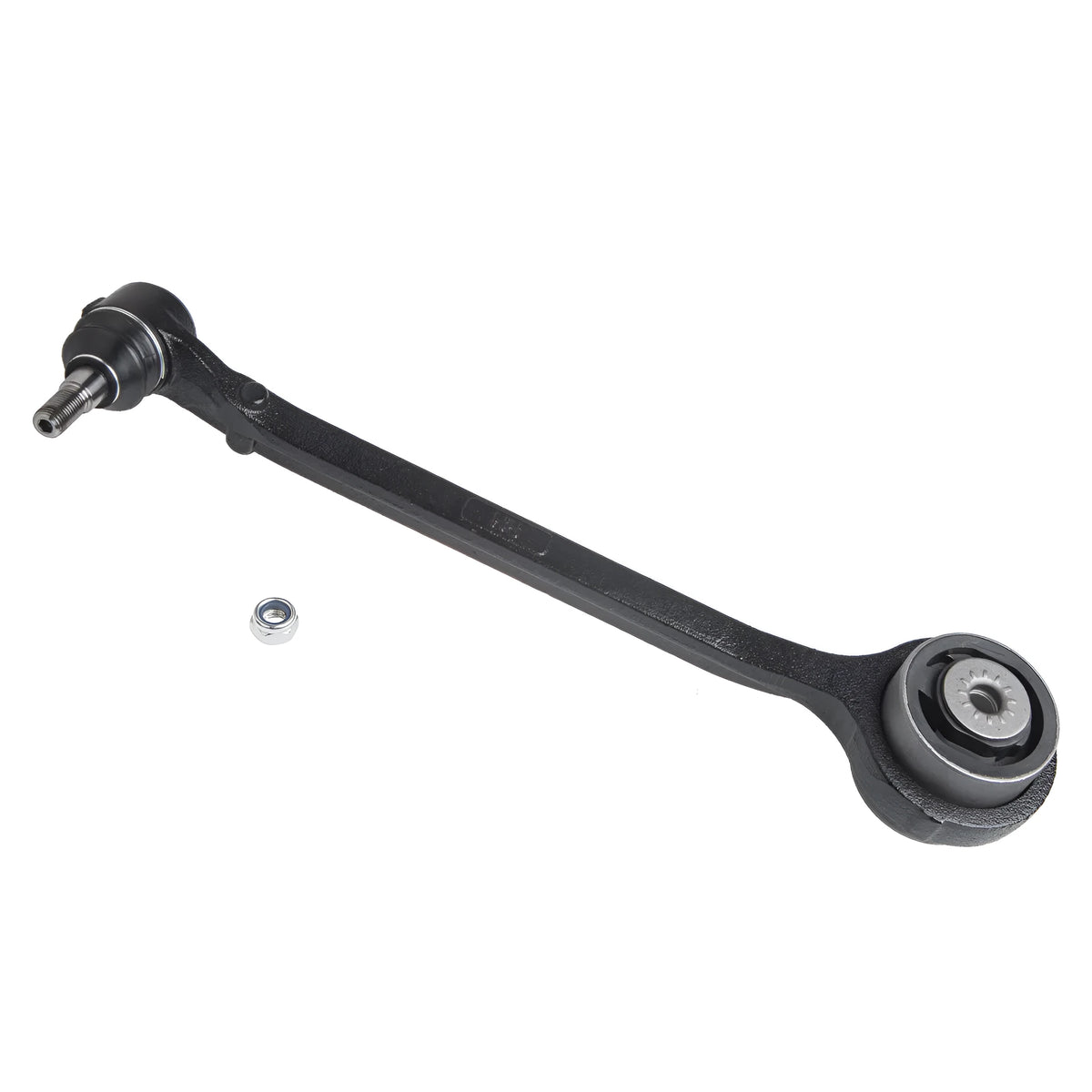 Black automobile swing arm control arm for Chrysler and Dodge vehicles.