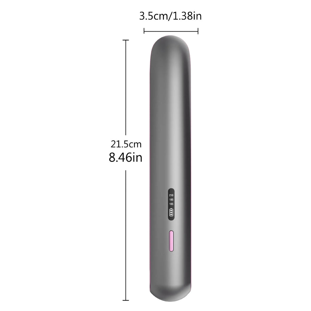 Wireless moon shadow grey hair straightener with tourmaline ceramic plates and lithium battery power