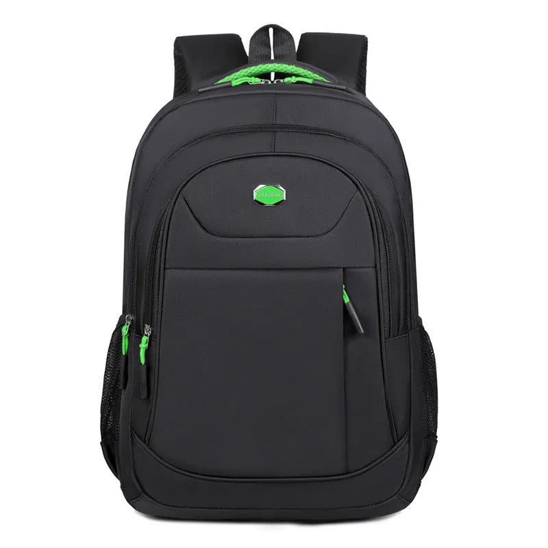 College student Oxford cloth backpack with curved shoulder straps in black colour