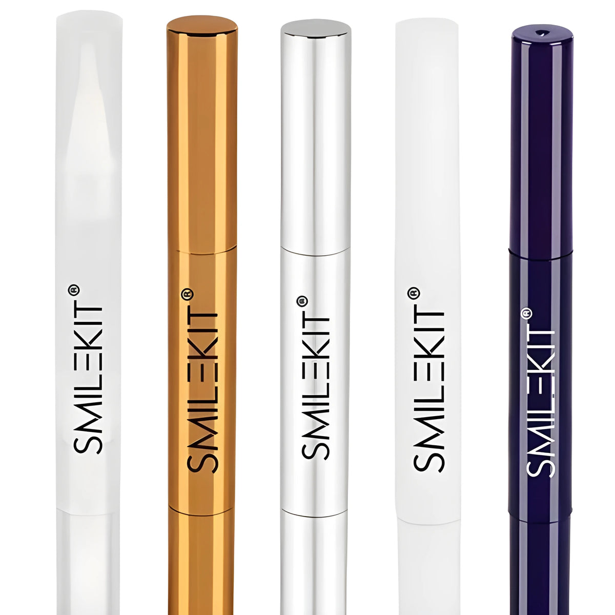 Tooth whitening pen with tooth gel in plastic white or aluminum gold case options