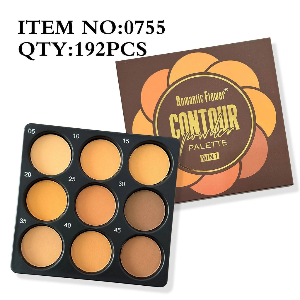 Dark matte nine-colour waterproof eyeshadow palette with punk and national fashion styles and repair disc