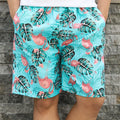 Men's floral printed five-point swimming trunks in polyester fabric free size