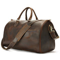 Large vintage brown leather crossbody bag for men with shoulder strap.