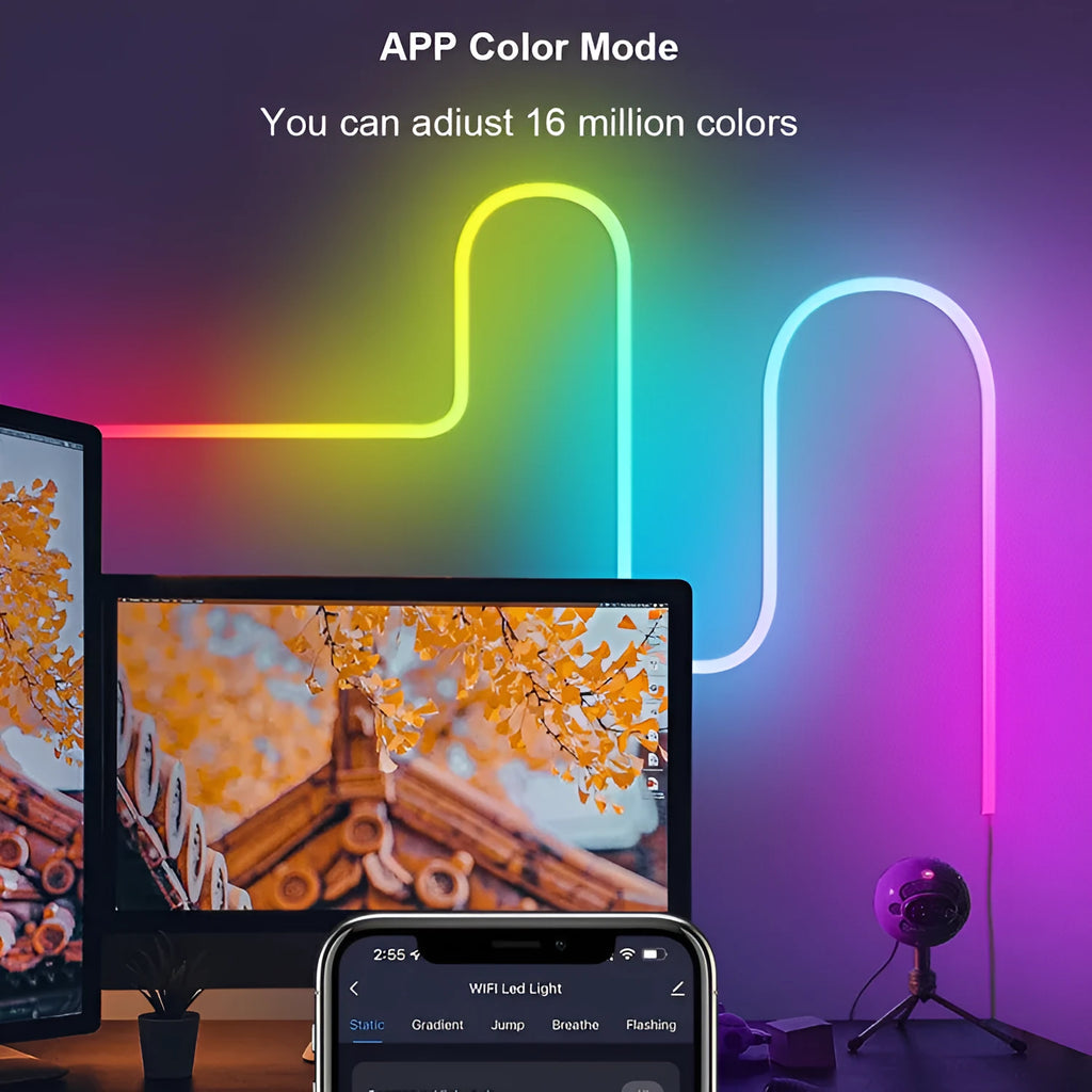 3 metre RGB magic colour neon light strip with remote control and USB connection