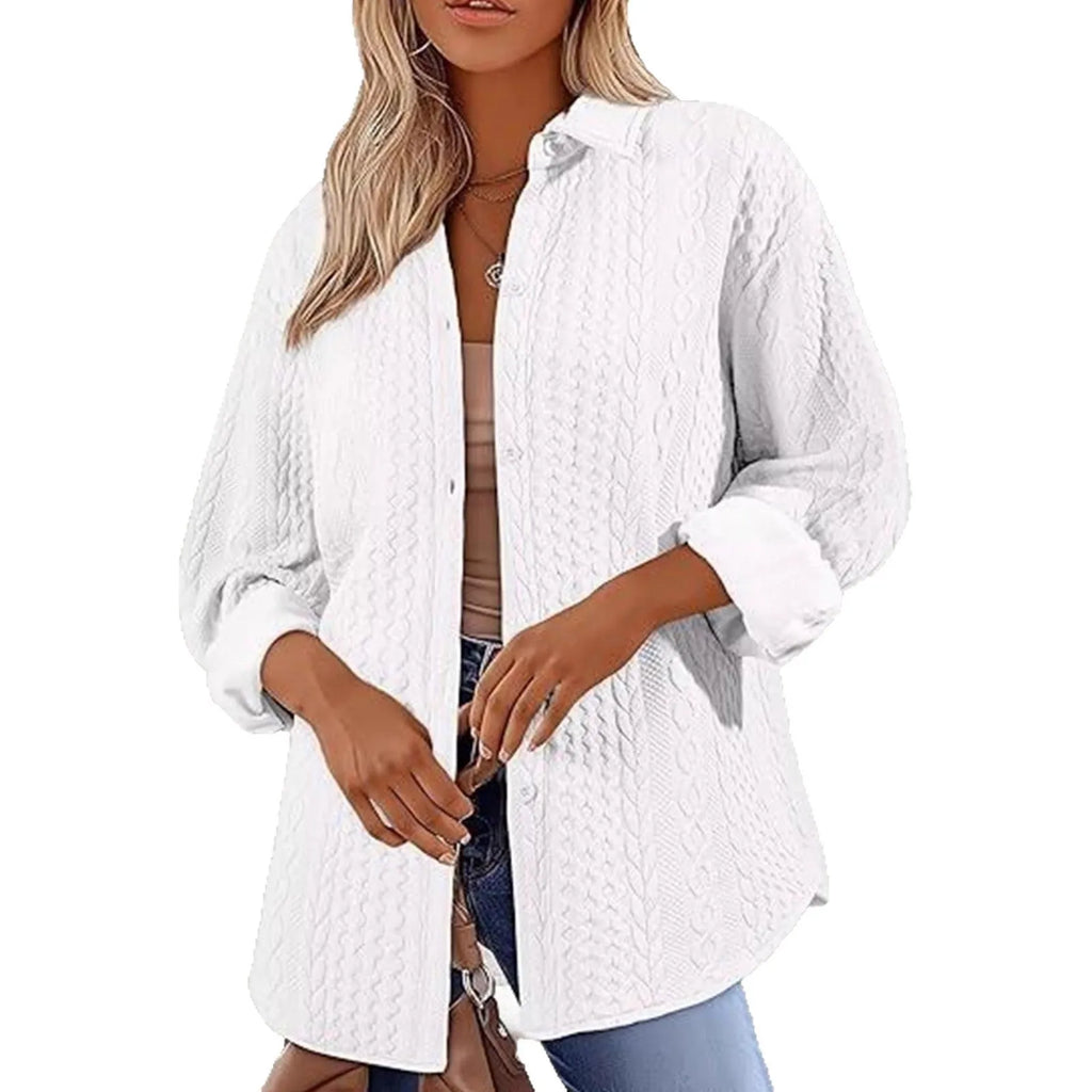 Women's solid colour cardigan sweater in knitted polyester fabric with contrast detailing