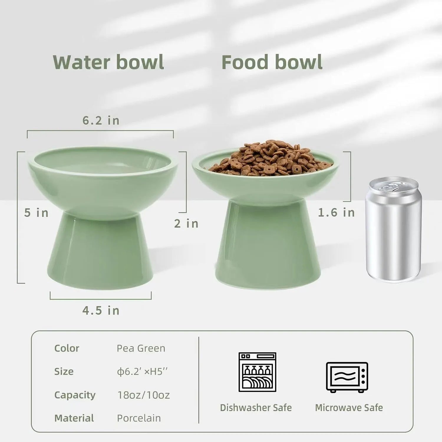 Extra wide elevated ceramic cat bowl in blue, green, pink or white colours